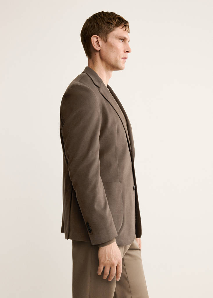 Structured slim fit cotton blazer — Caramel