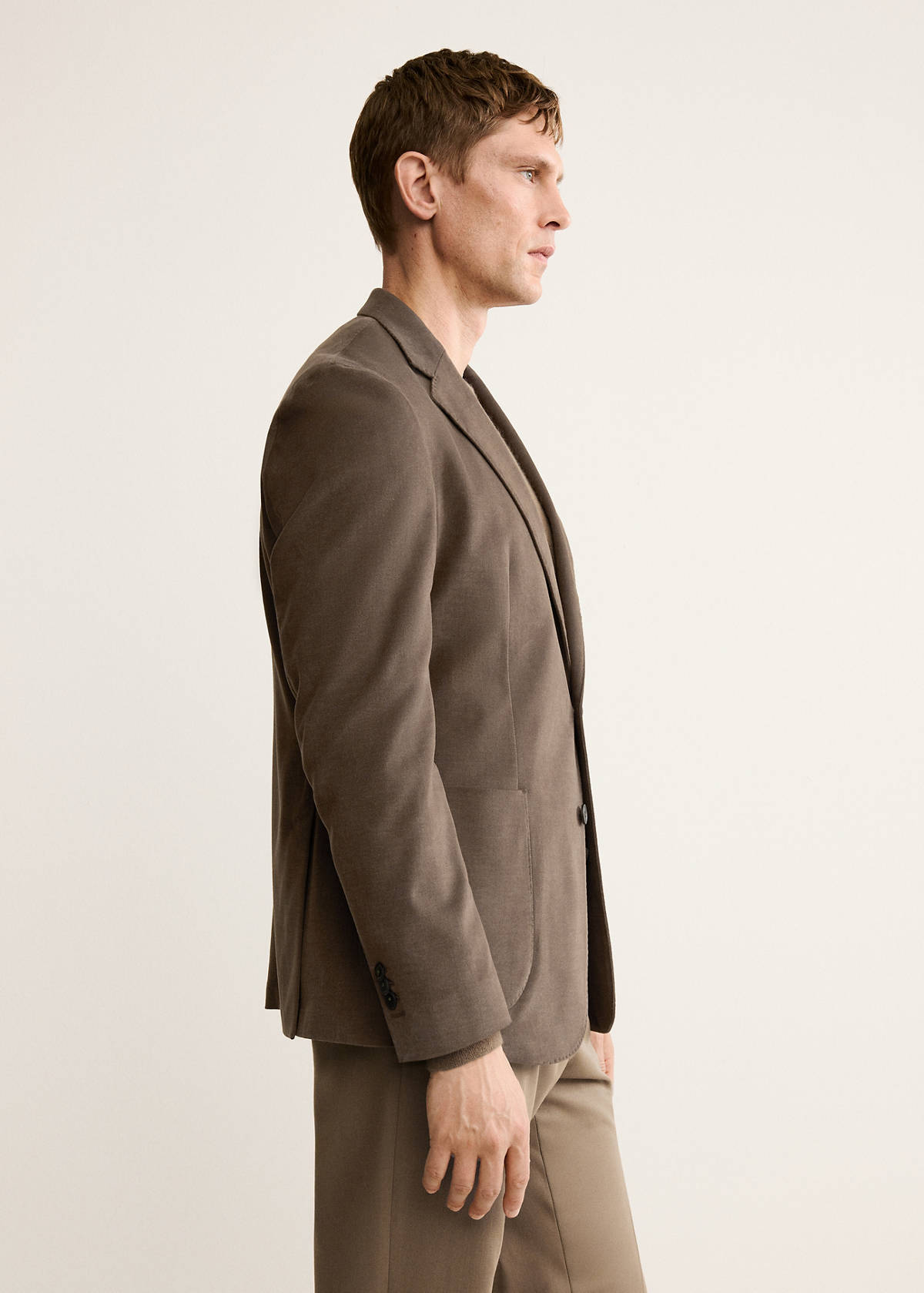 Structured slim fit cotton blazer — Caramel