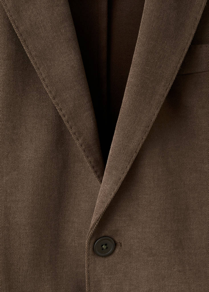 Structured slim fit cotton blazer — Caramel