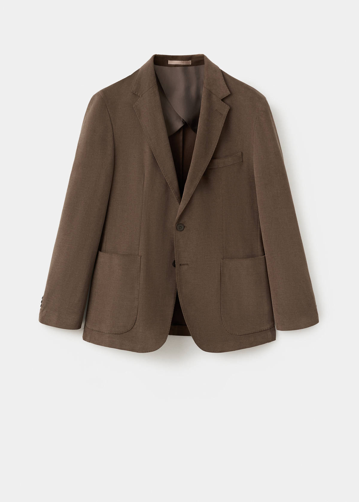 Structured slim fit cotton blazer — Caramel