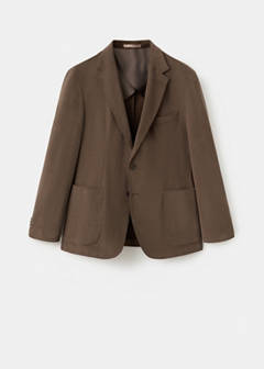 Structured slim fit cotton blazer — Caramel 7