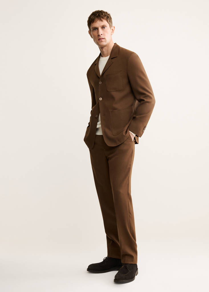 Italian virgin wool flannel suit jacket — Orange
