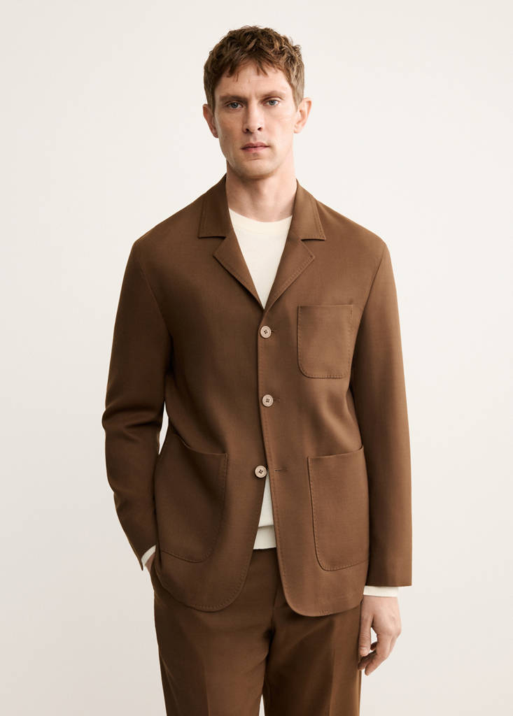 Italian virgin wool flannel suit jacket — Orange