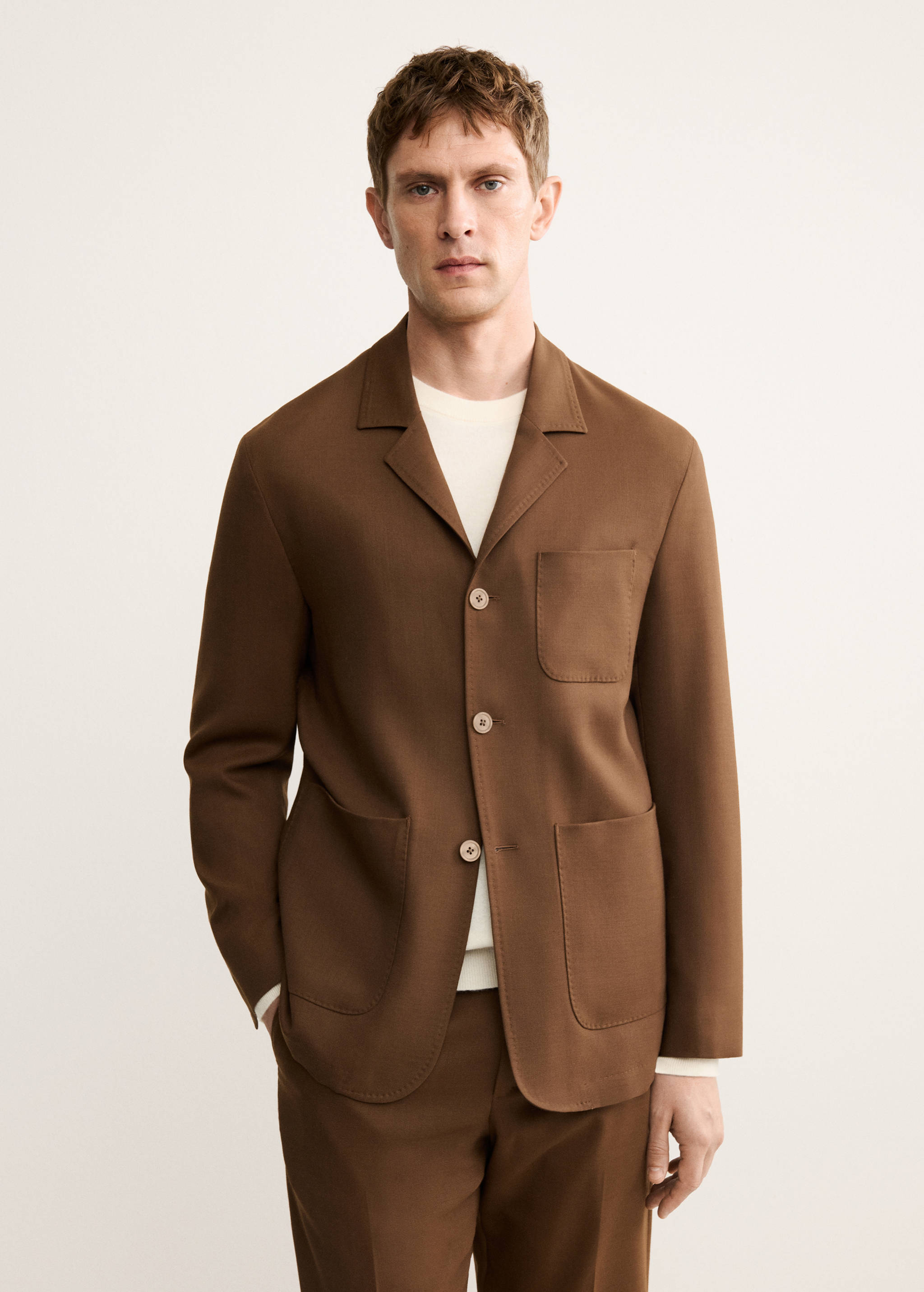 Italian virgin wool flannel suit jacket - Medium plane