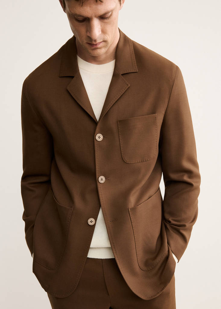 Italian virgin wool flannel suit jacket — Orange