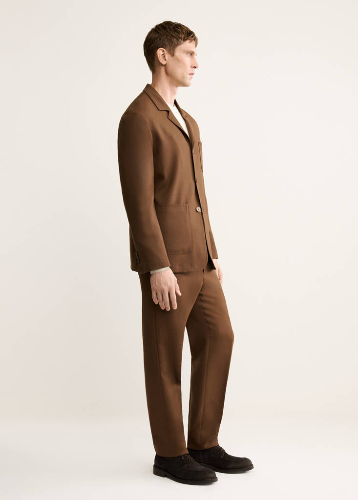 Italian virgin wool flannel suit jacket — Orange