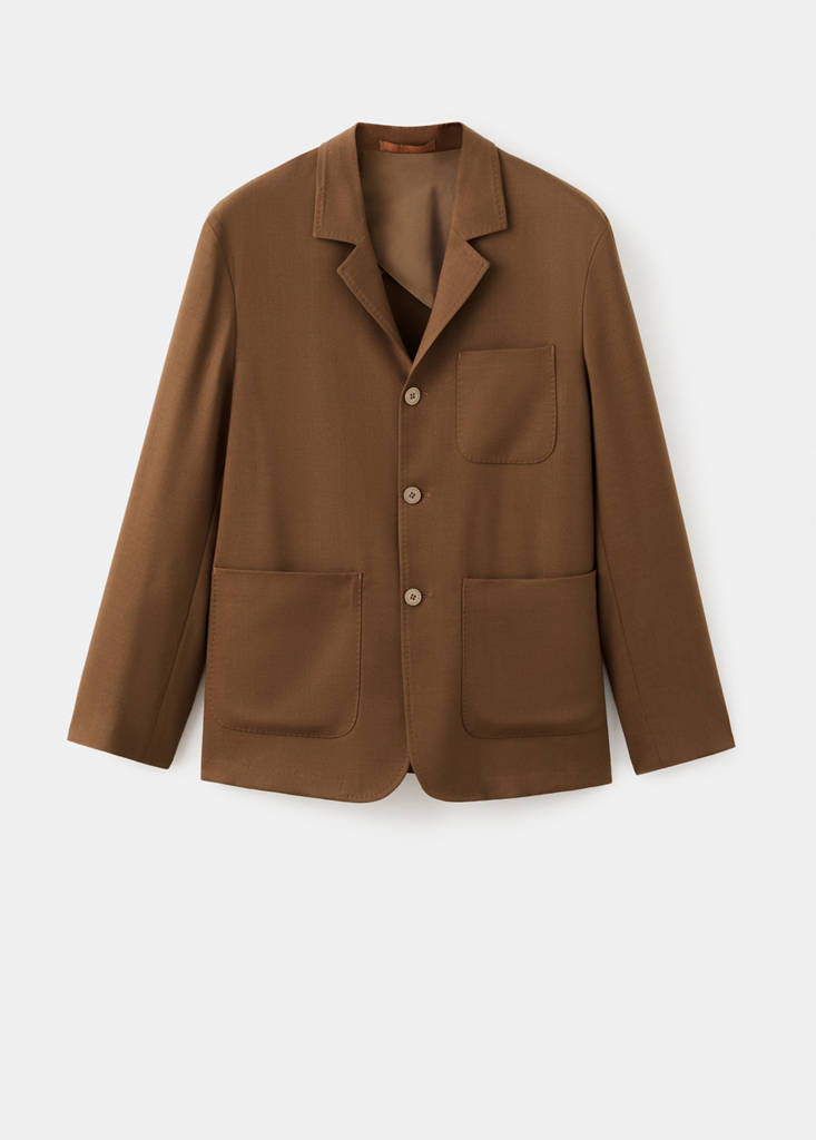 Italian virgin wool flannel suit jacket — Orange