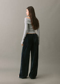 Straight velvet trousers — Navy 9