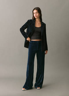Straight velvet trousers — Navy 5