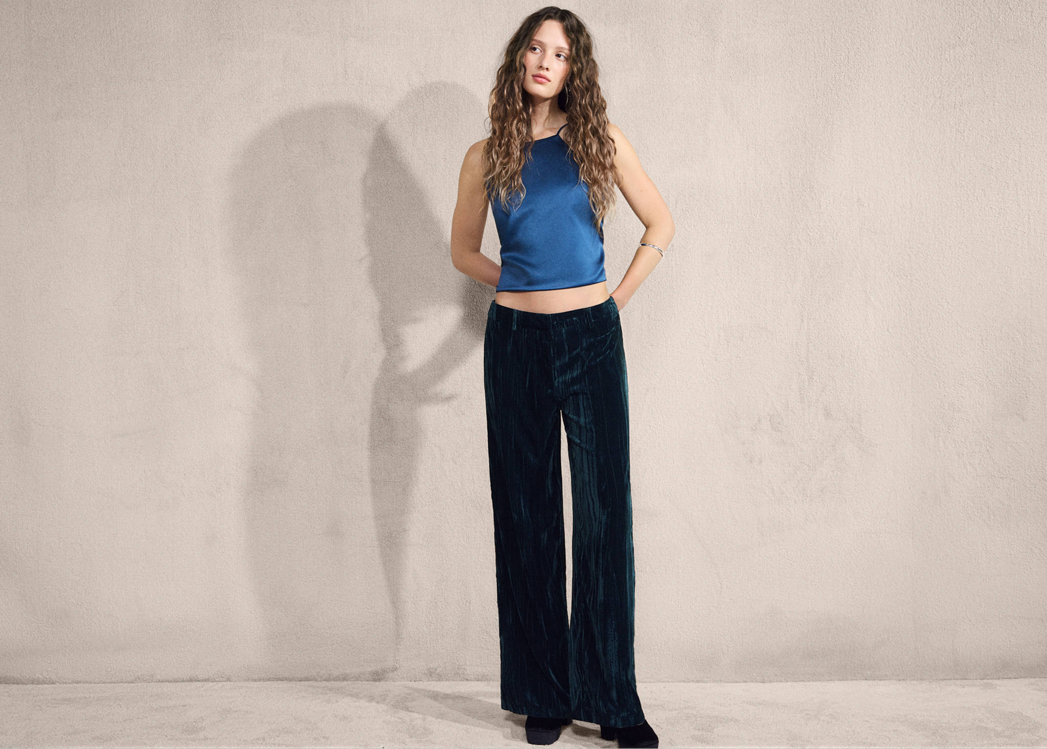 Straight velvet trousers - Panoramic plane