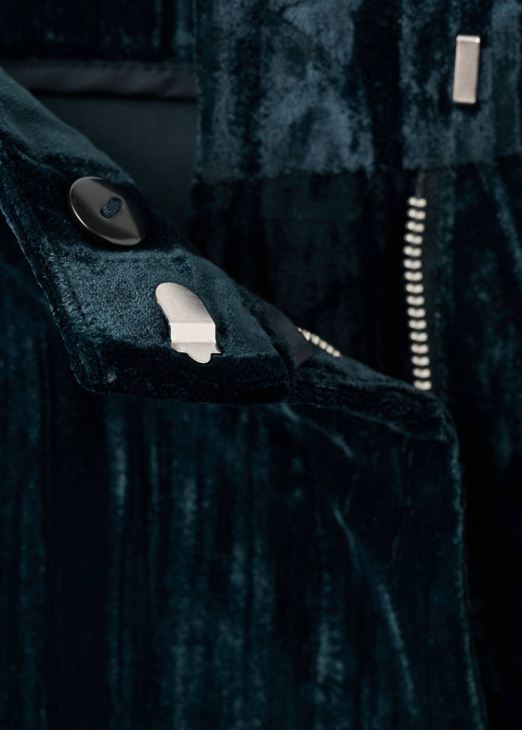 Straight velvet trousers — Navy