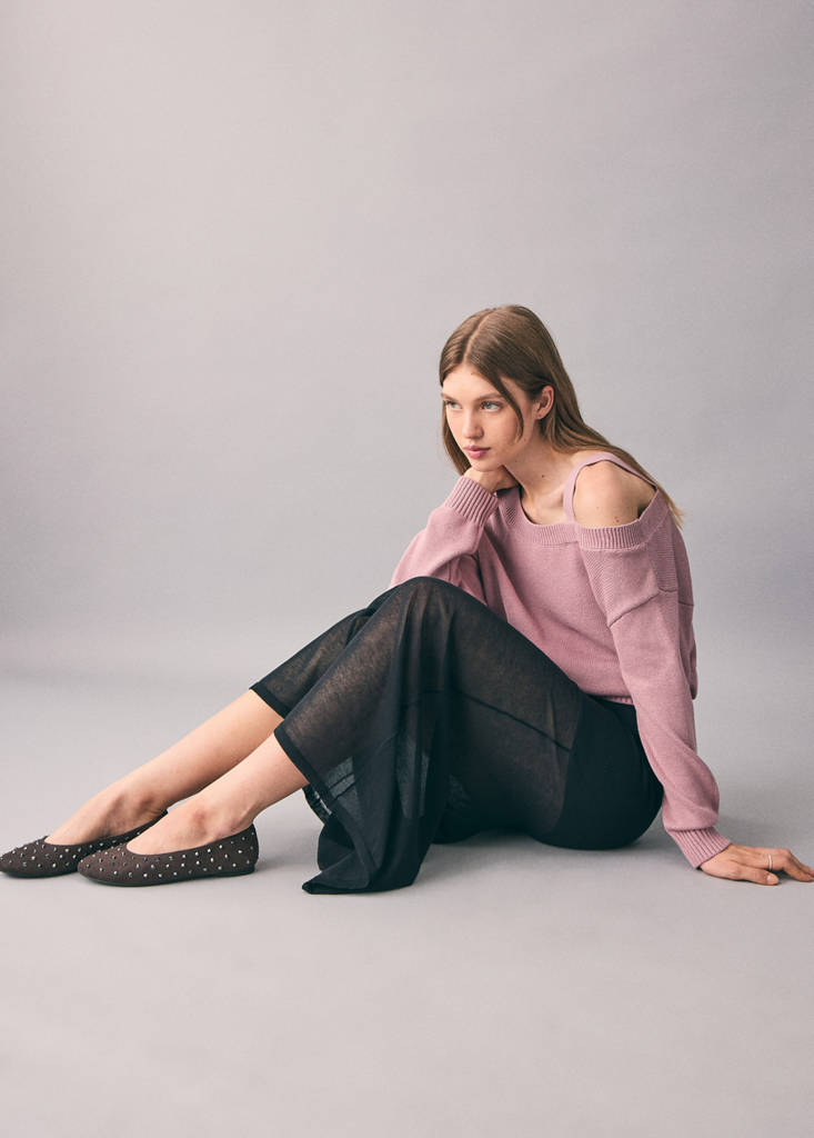 Studded ballet flats — Charcoal
