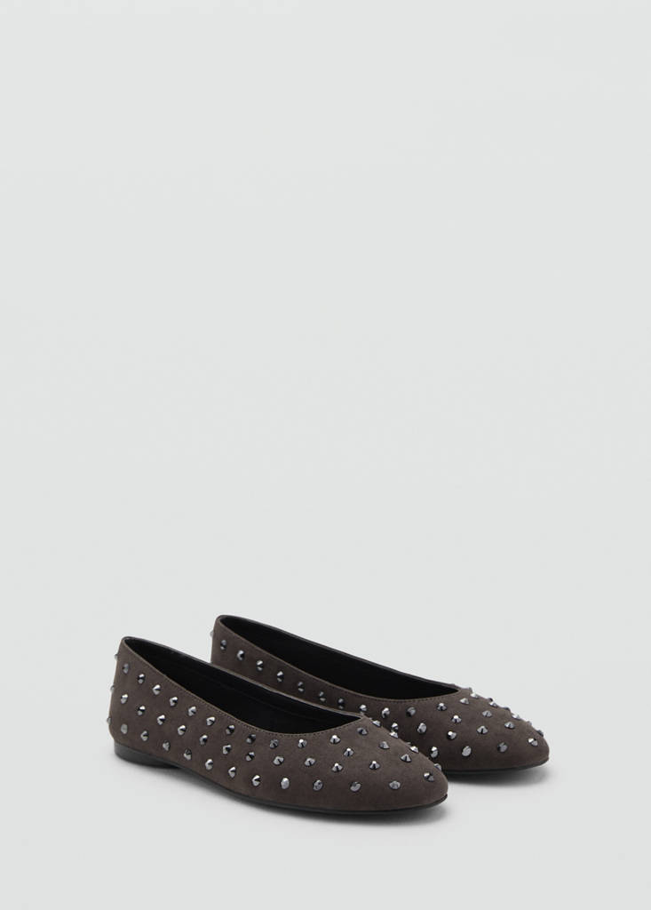 Studded ballet flats — Charcoal