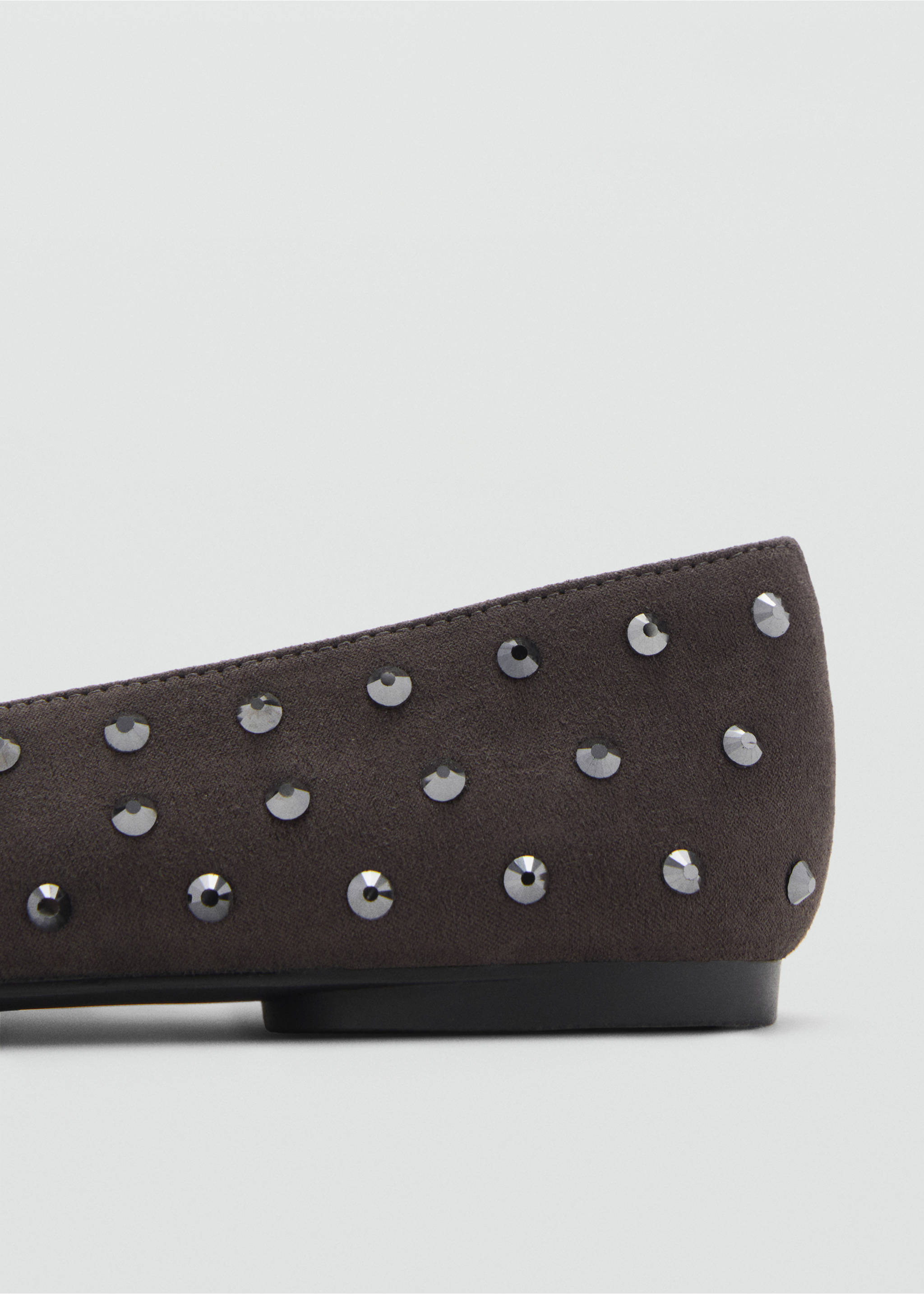 Studded ballet flats - Details of the article 1, Charcoal. Ref: 17098281-00.