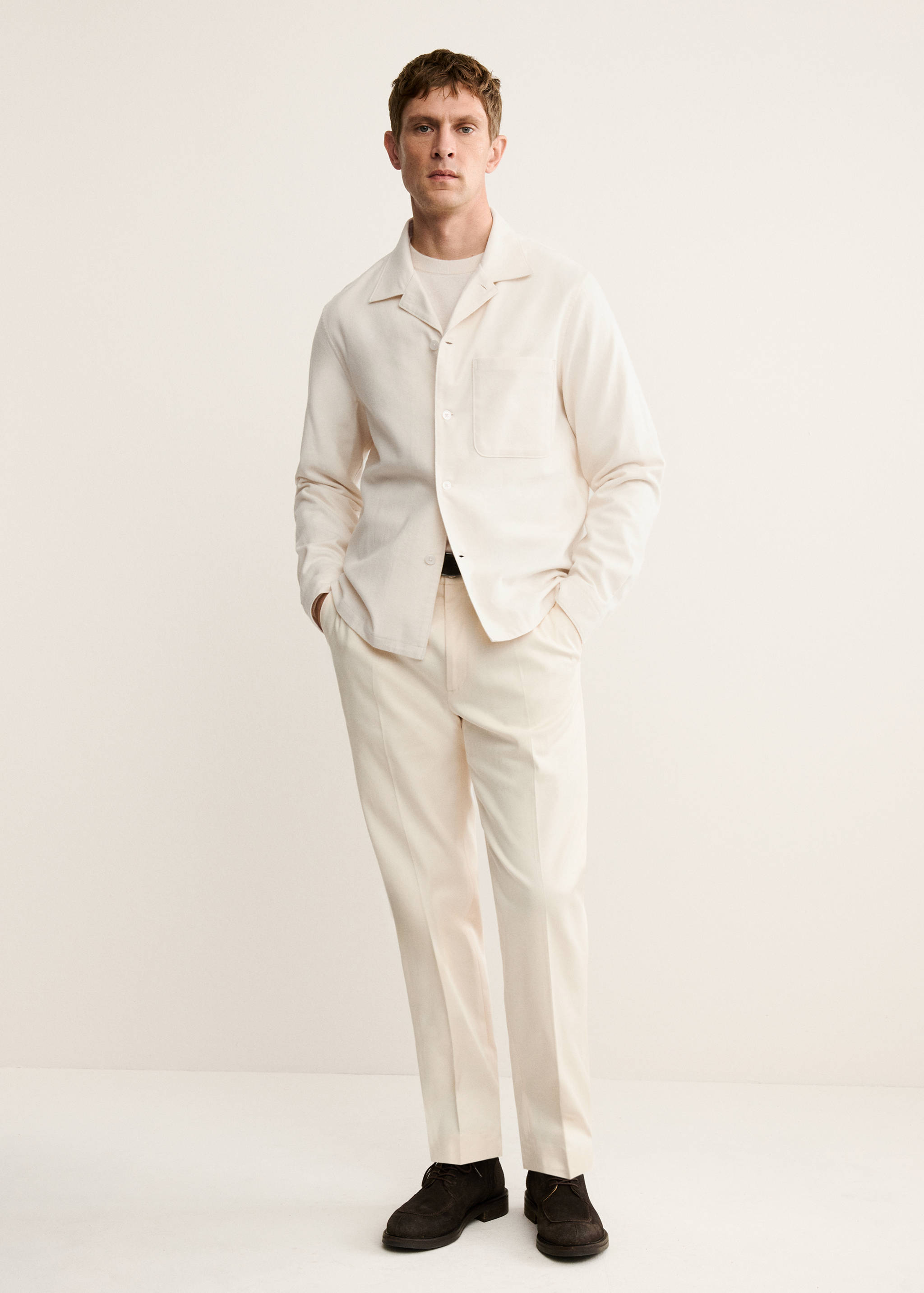 100% cotton overshirt with pockets - General plane