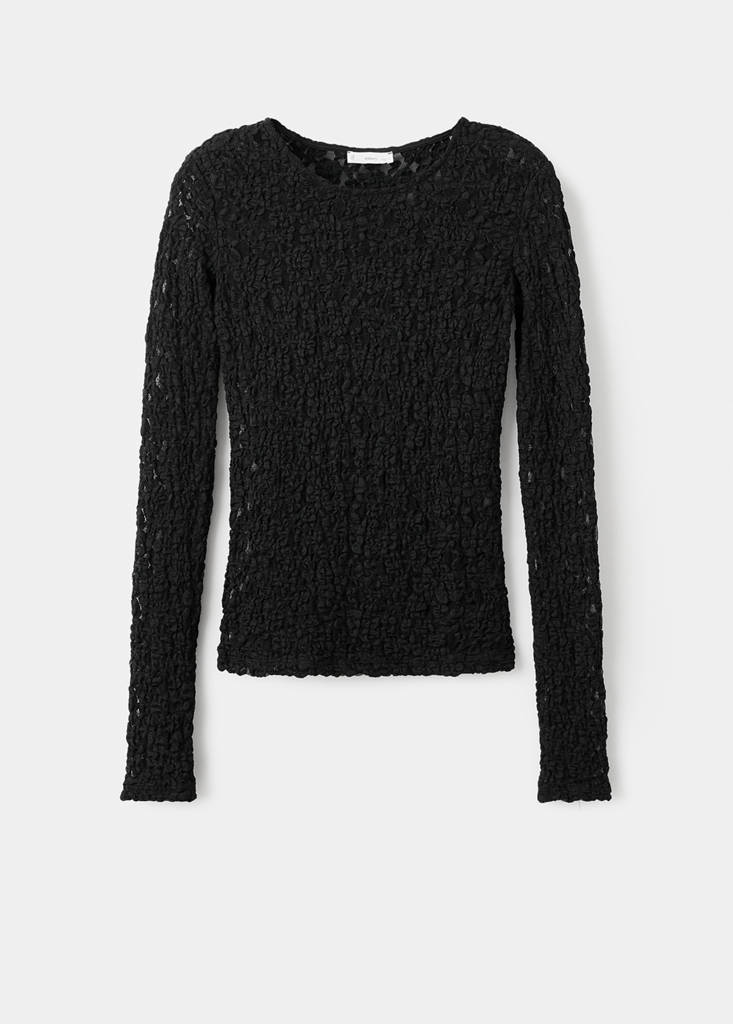 Long sleeve lace T-shirt — Black