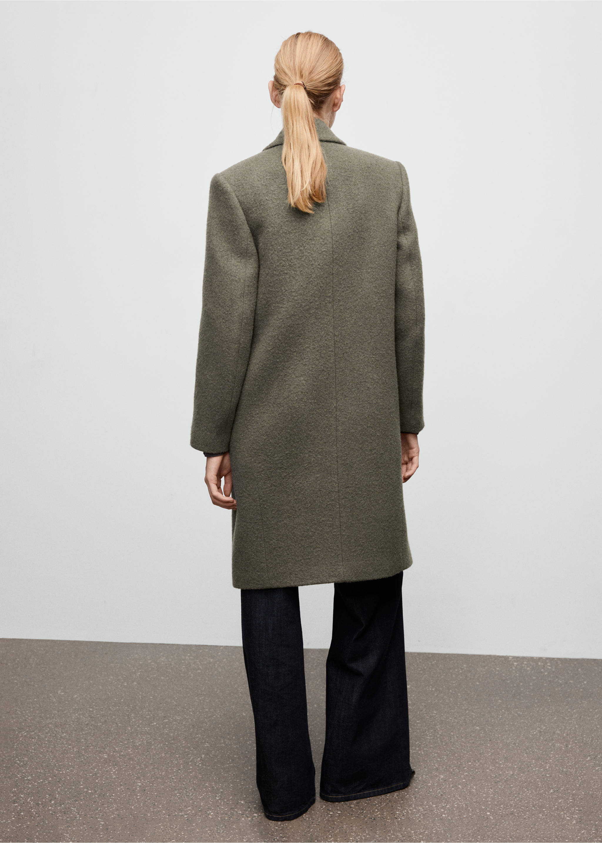 Double-breasted wool coat - Reverse of the article, Khaki. Ref: 17098289-00.
