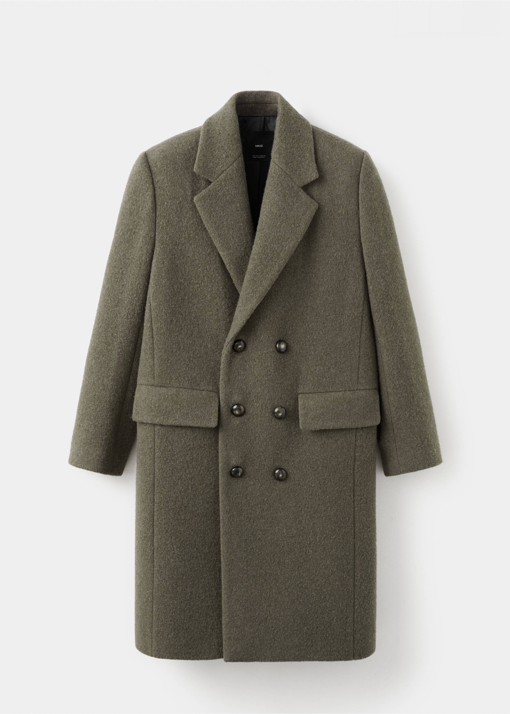 Double-breasted wool coat - Article without model, Khaki. Ref: 17098289-00.