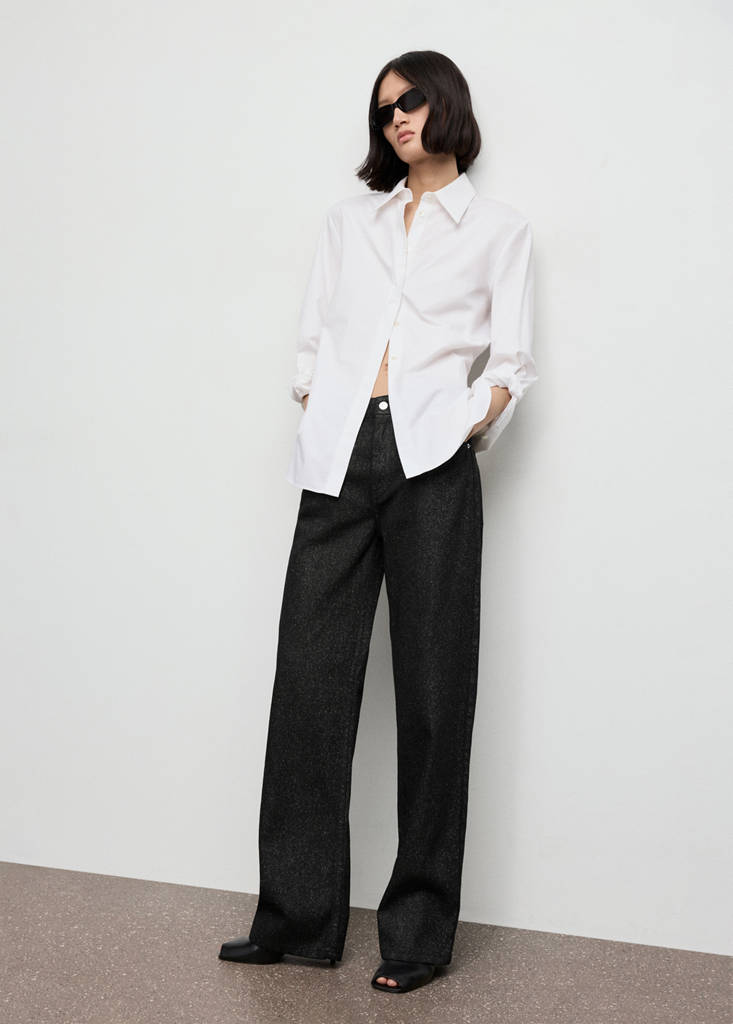 Shiny straight-leg jeans — Black