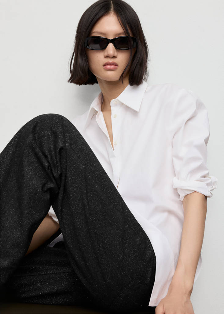 Shiny straight-leg jeans — Black