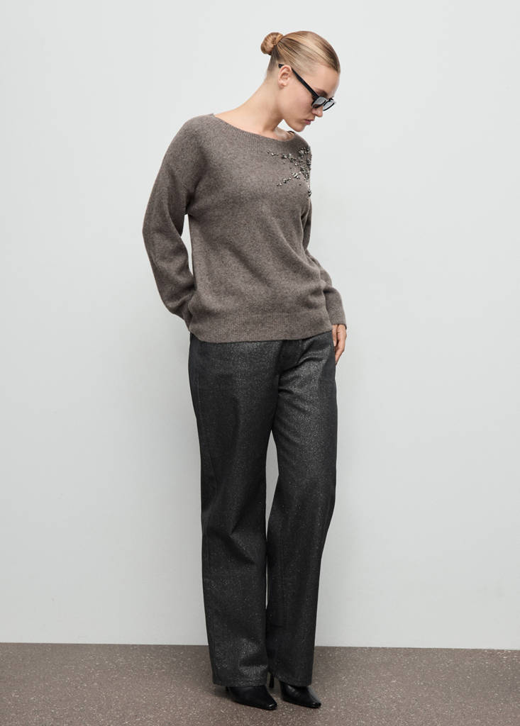 Shiny straight-leg jeans — Black