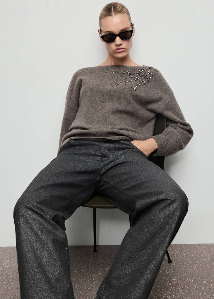 Shiny straight-leg jeans — Black