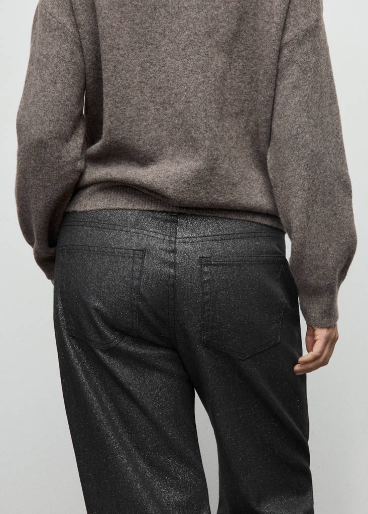 Shiny straight-leg jeans — Black