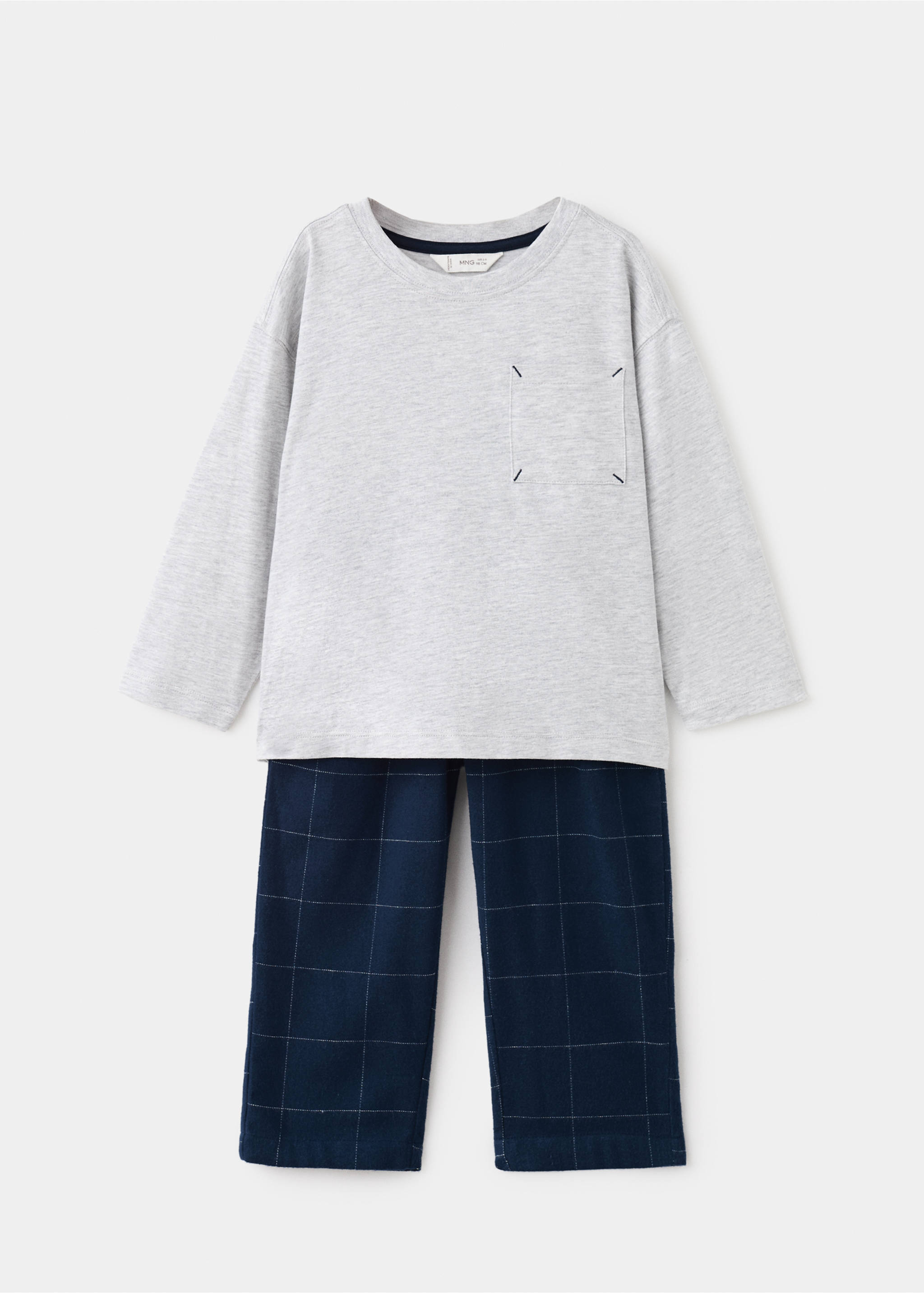 Two-pieces check long pyjamas - Article without model, Navy. Ref: 17098630-00.