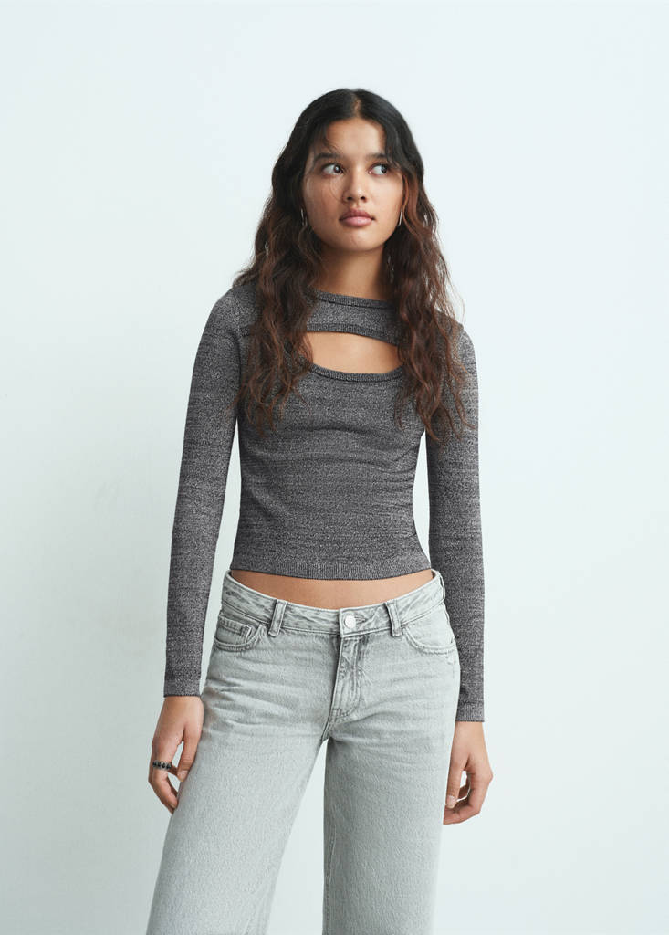 Sparkly top with opening — Silver