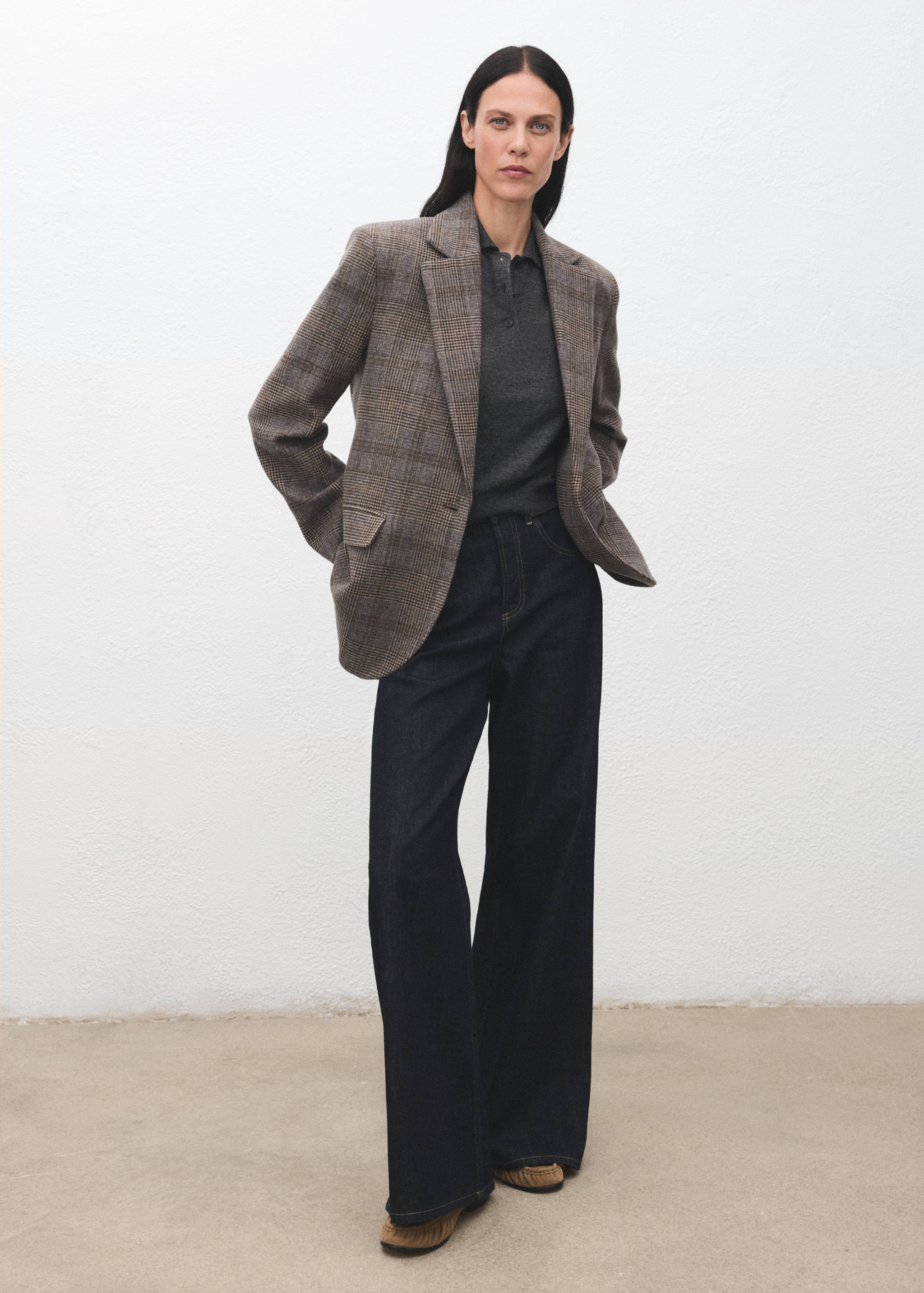 Wool check blazer - General plane