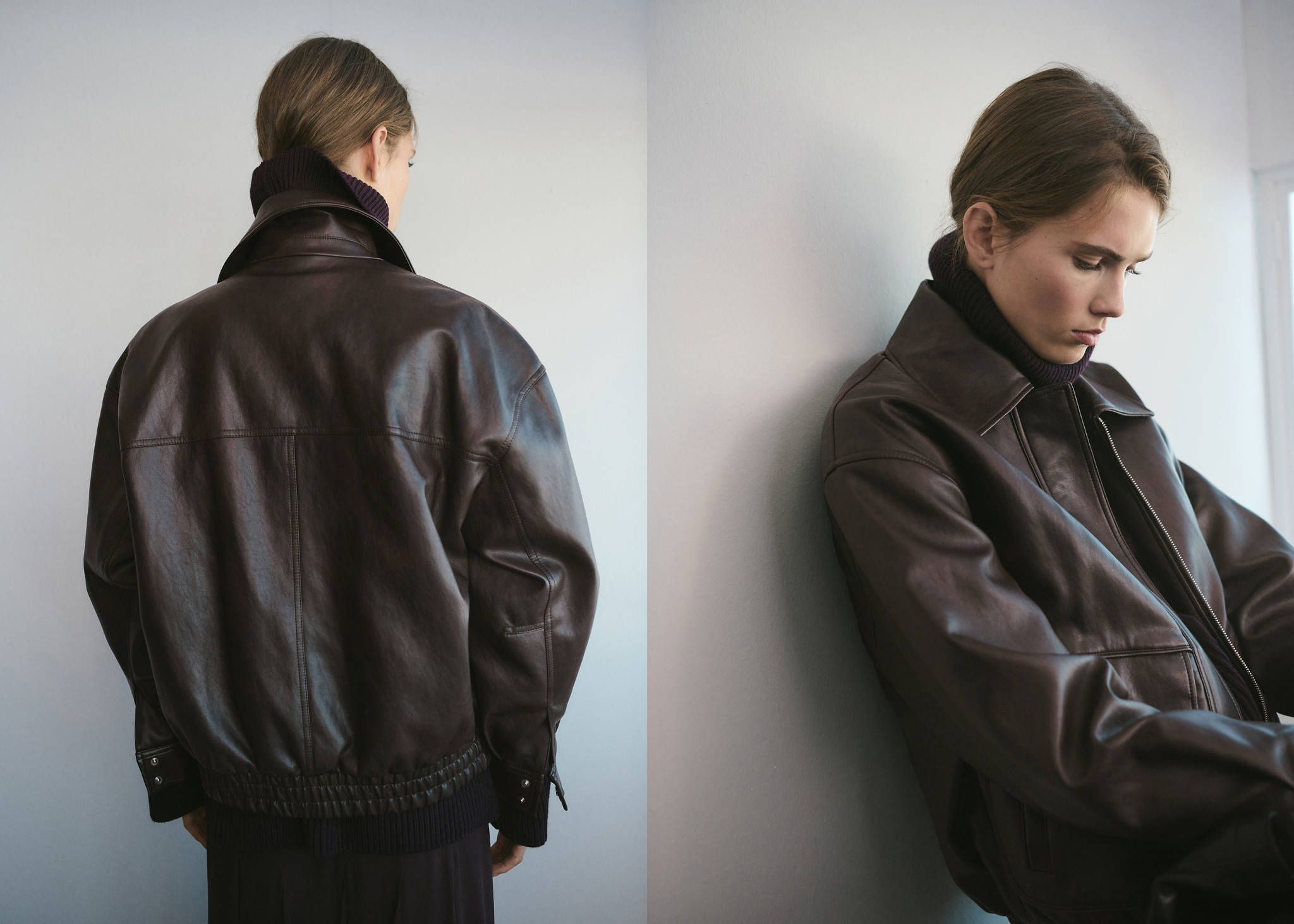 Oversized faux leather jacket - Panoramic plane