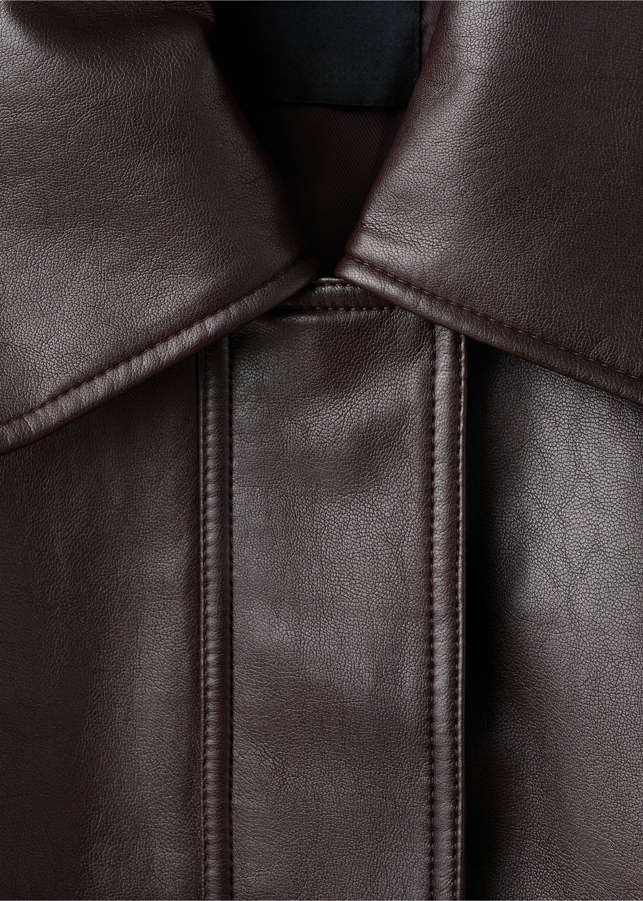 Oversized faux leather jacket - Details of the article 8, Brown. Ref: 17098638-00.
