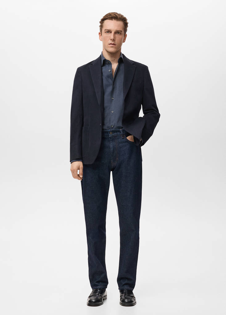 Slim fit cotton blazer — Navy