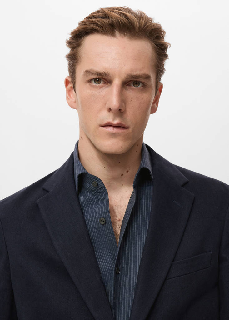 Slim fit cotton blazer — Navy