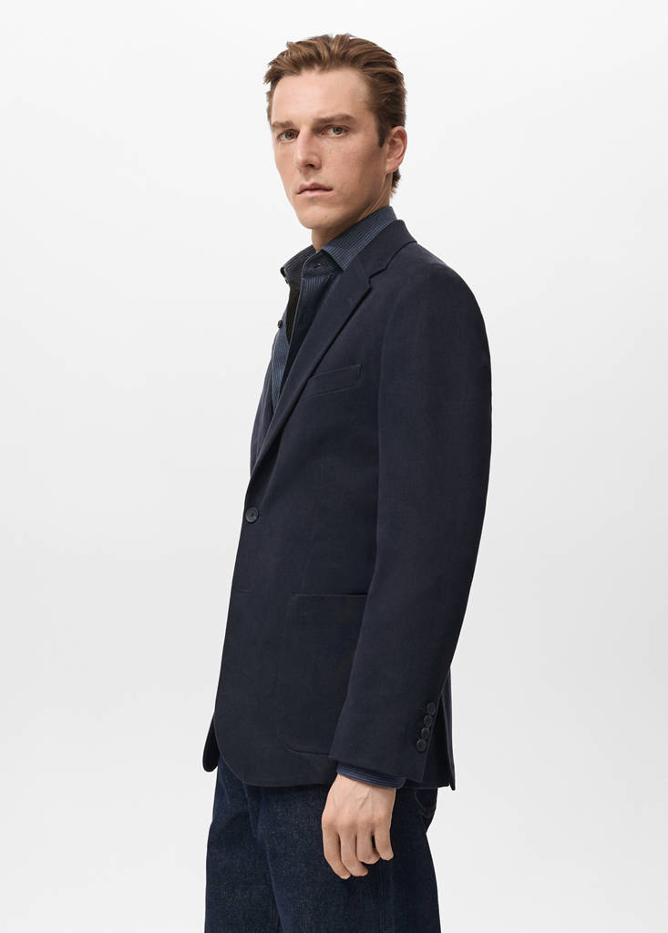 Slim fit cotton blazer — Navy