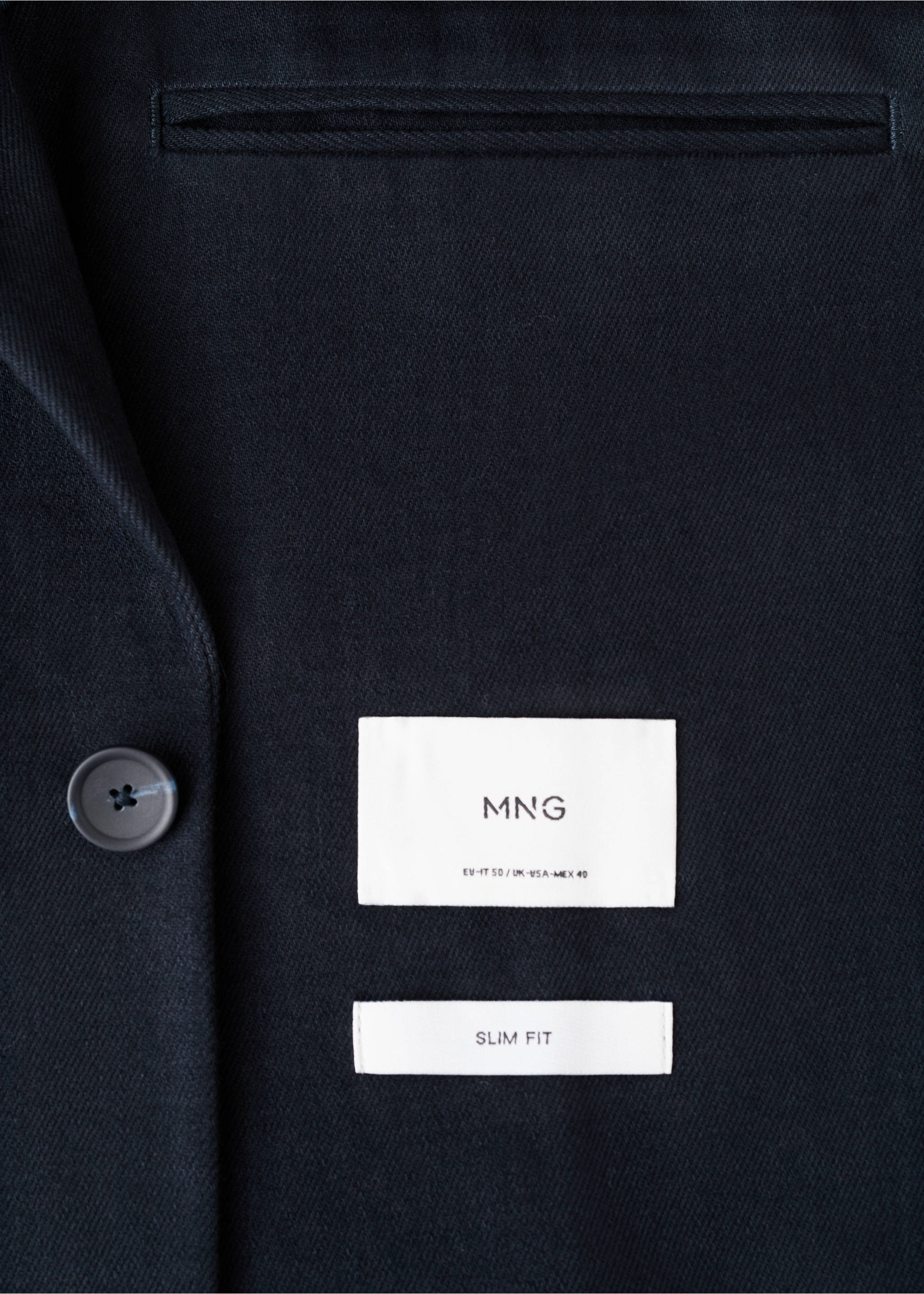 Katoenen slim fit blazer - Detail van het artikel 0, Marineblauw. Ref: 17098640-00.