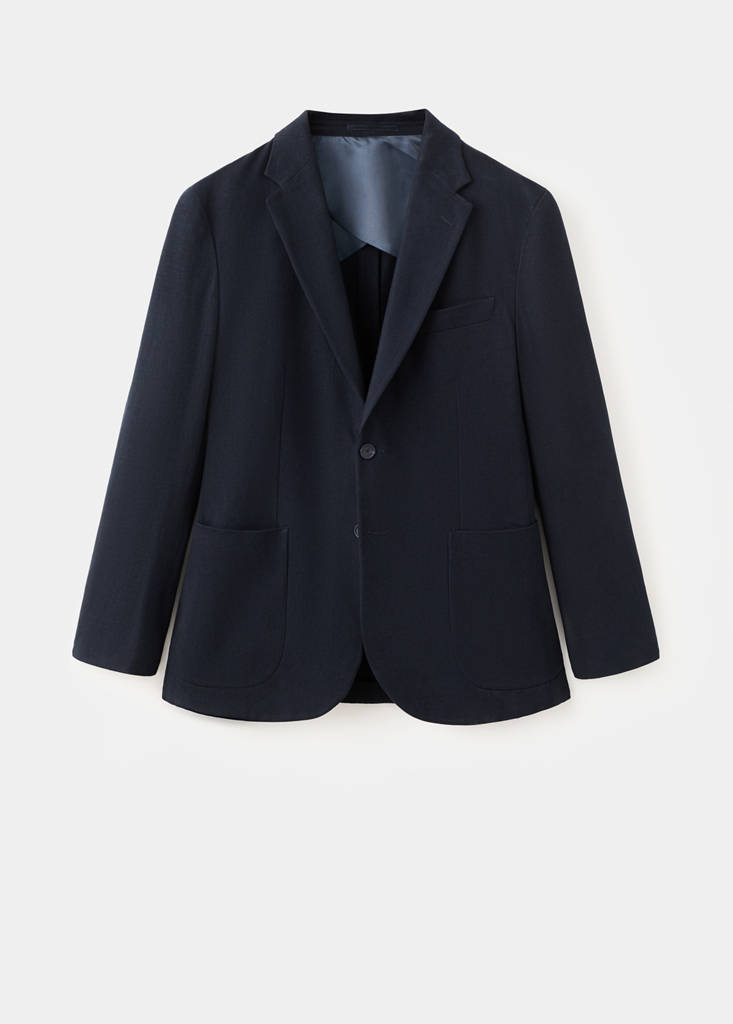 Slim fit cotton blazer — Navy