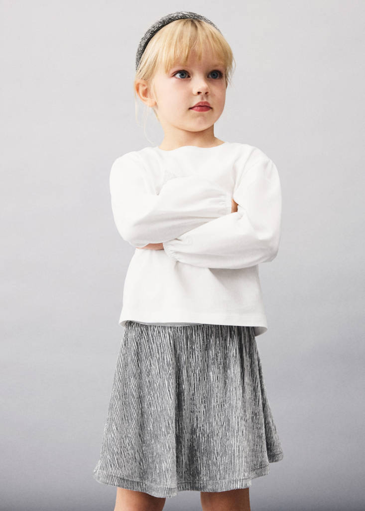 Pleated metallic skirt — Charcoal