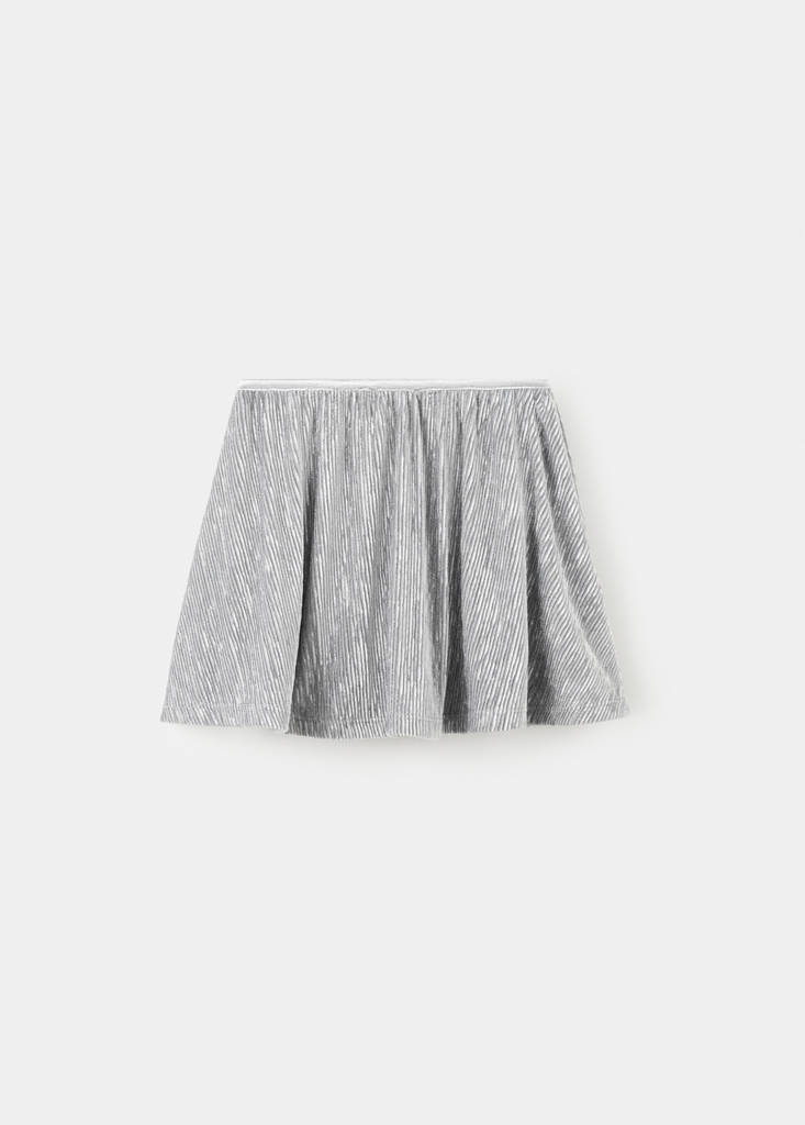 Pleated metallic skirt — Charcoal