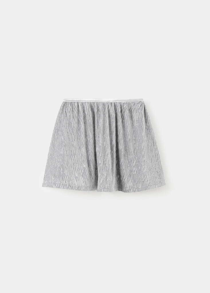 Pleated metallic skirt — Charcoal