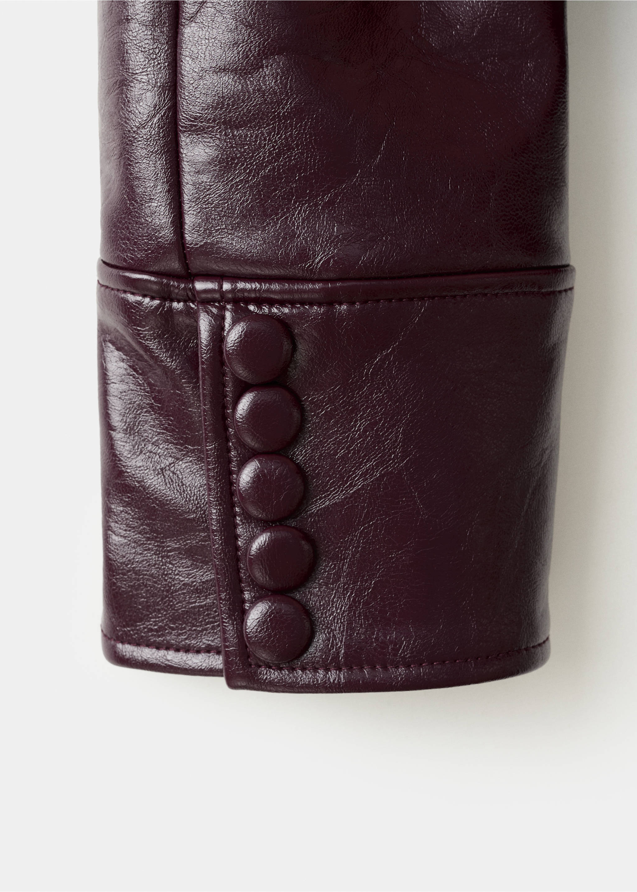 Faux-leather jacket with faux-fur collar - Details of the article 0, Maroon. Ref: 17099101-00.