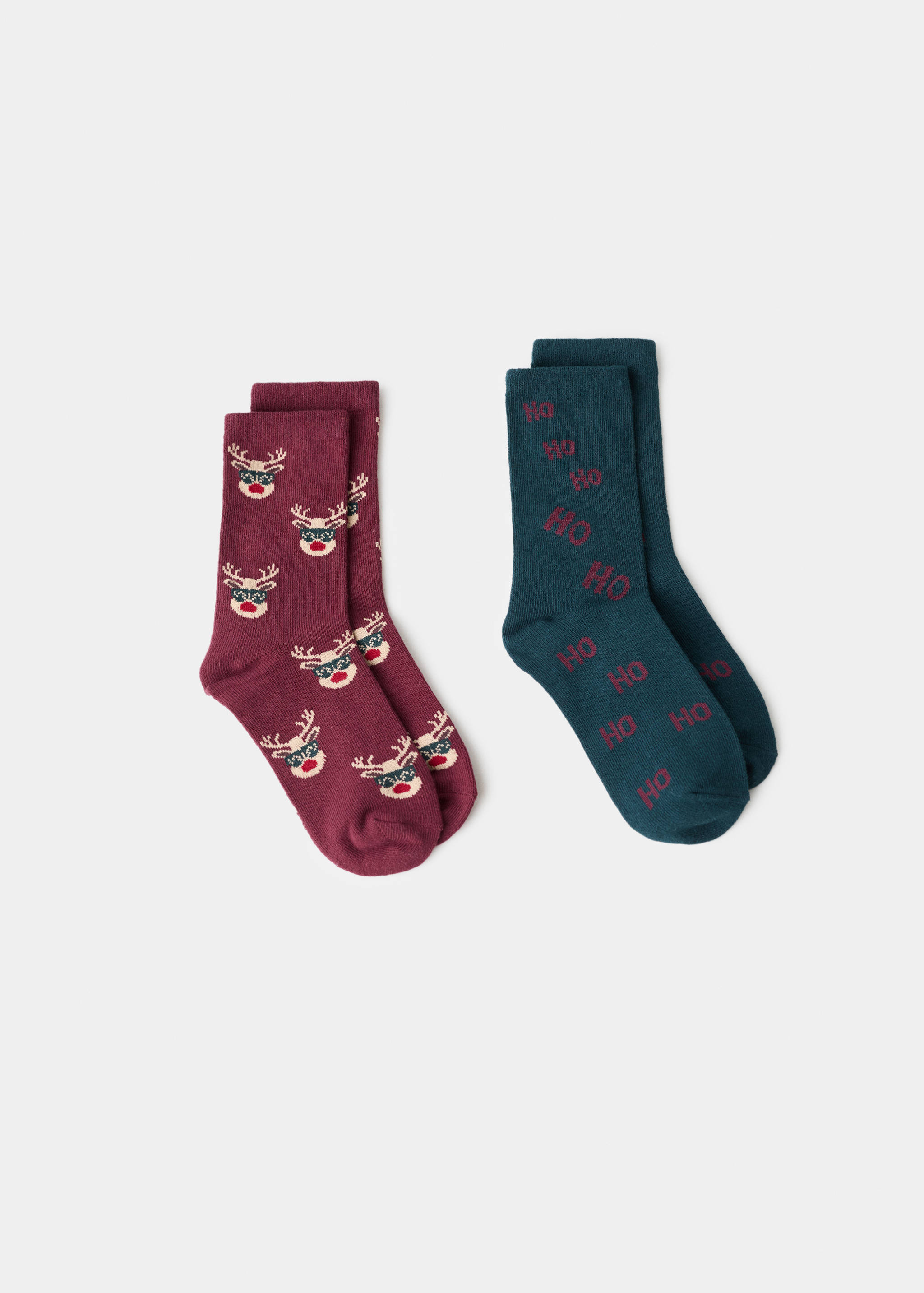 2 pack Christmas printed socks - Reverse of the article