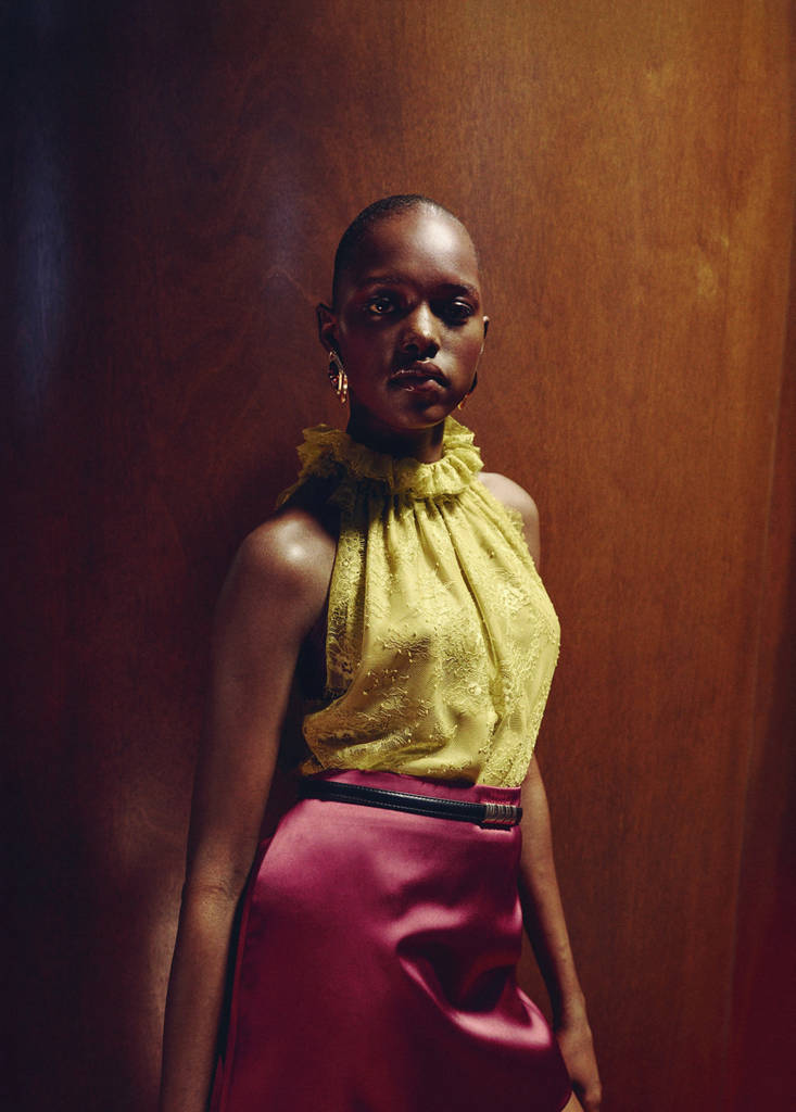 Satin short skirt — Grapefruit