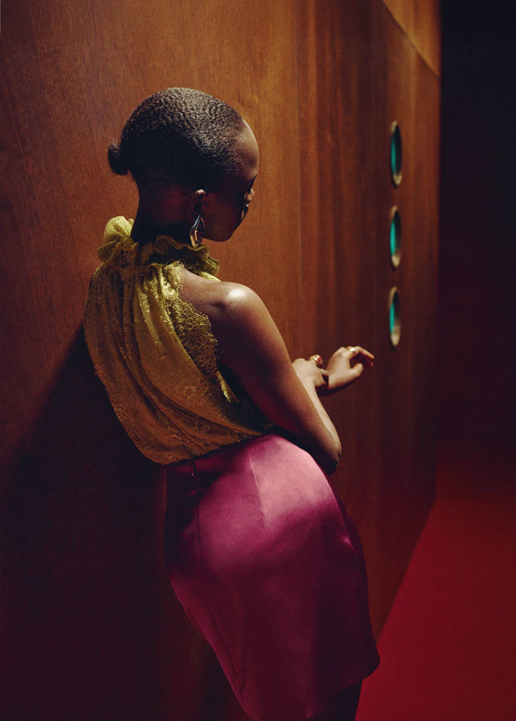 Satin short skirt — Grapefruit