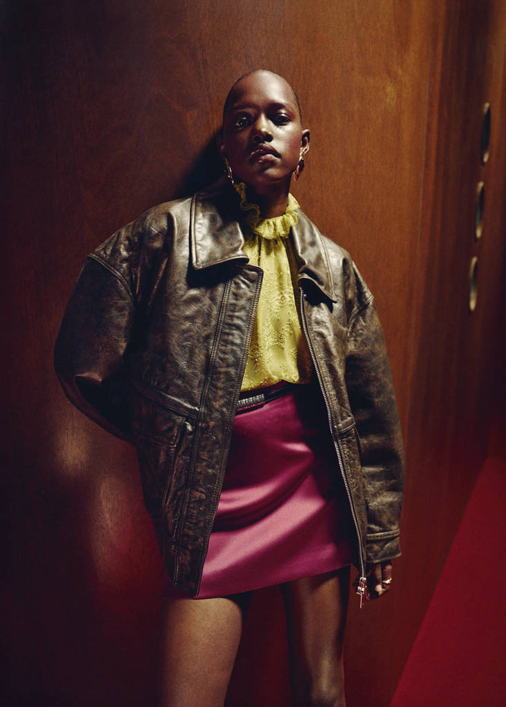 Satin short skirt — Grapefruit