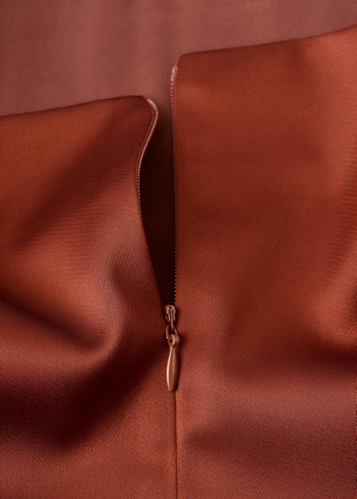 Satin short skirt — Russet