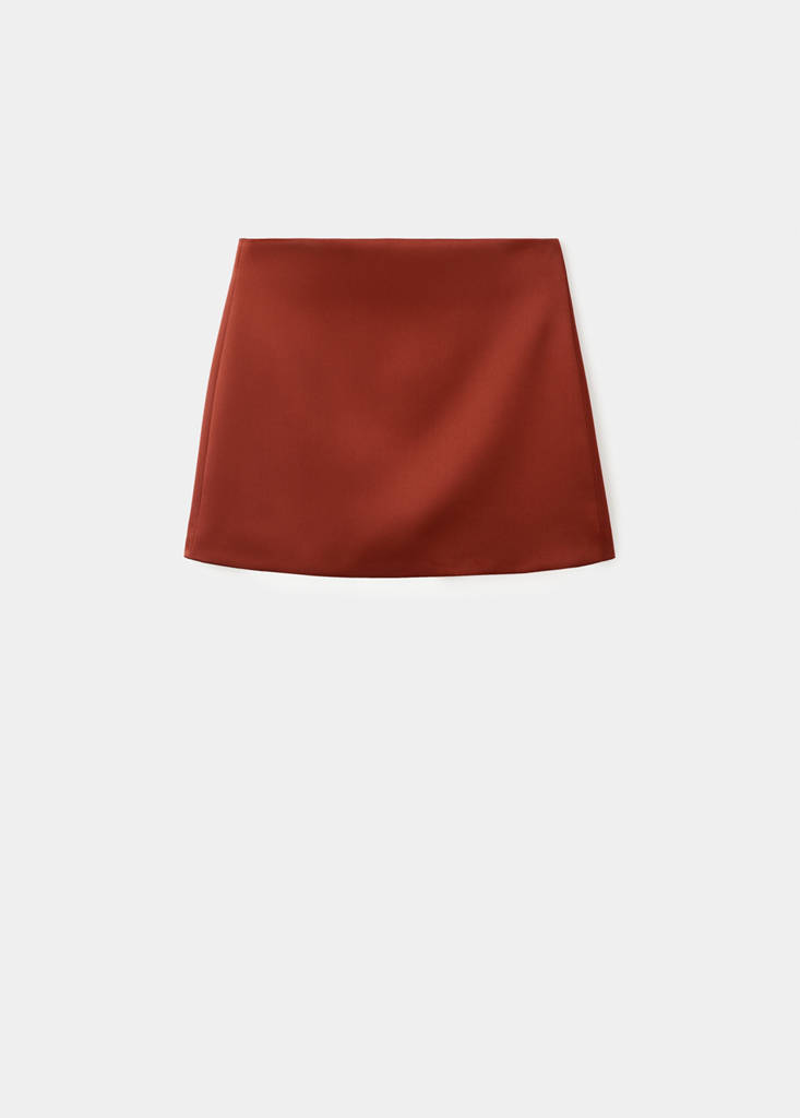 Satin short skirt — Russet