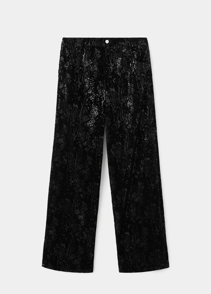 Straight-leg trousers with sequins — Black