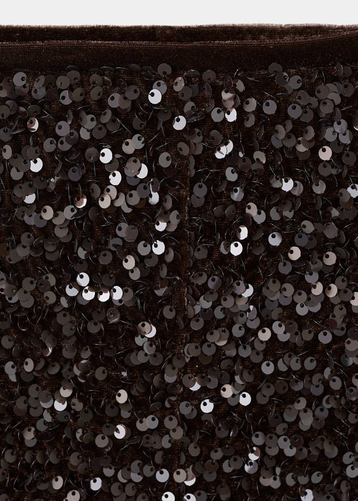 Velvet shorts with sequins — Chocolate