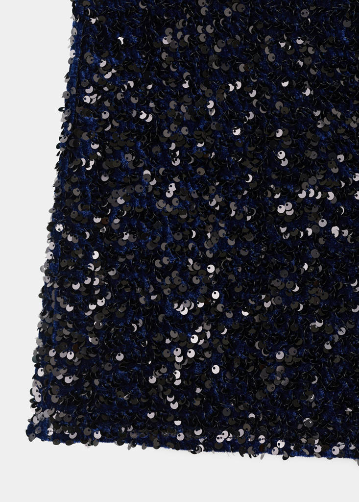 Velvet shorts with sequins — Navy